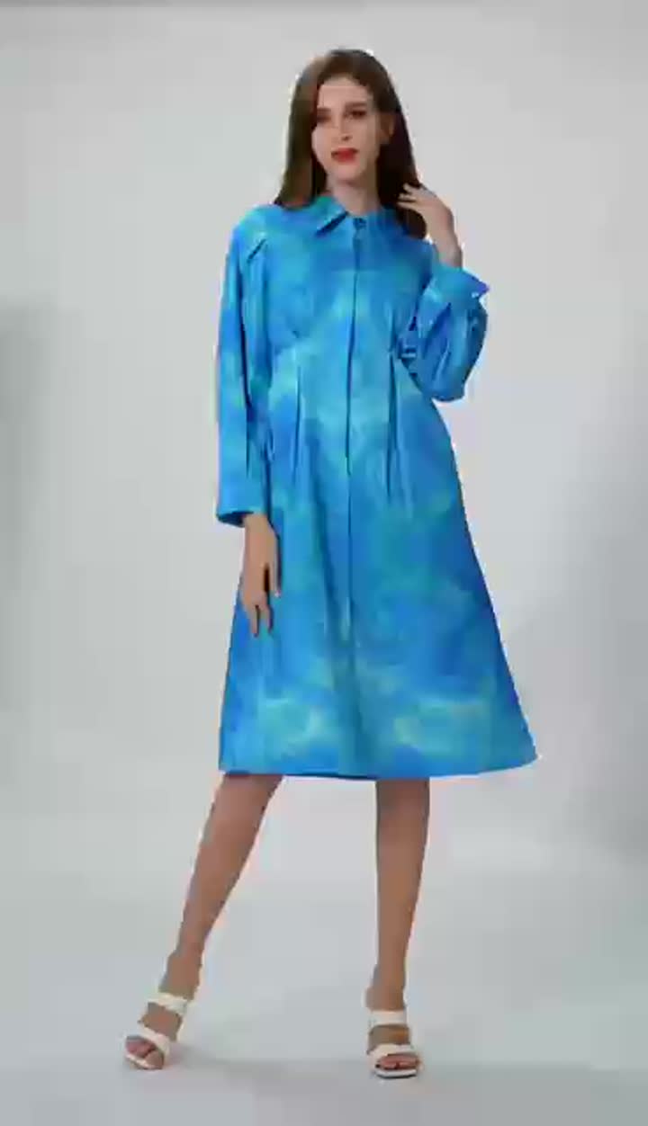 Shirt-style Long Sleeve Printed Dress