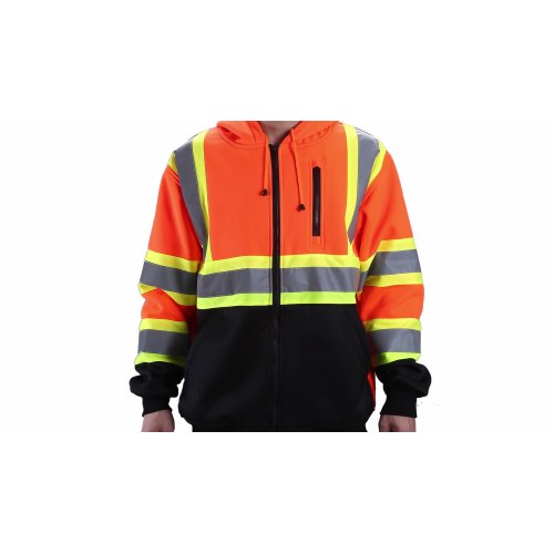 Customizable high visibility pullover sweatshirt lined fleece hoodie visibility safety jacket reflective1