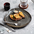 Ceramic Fambe Dinnerware Blue Glazed Shallow Plate for Restaurant1
