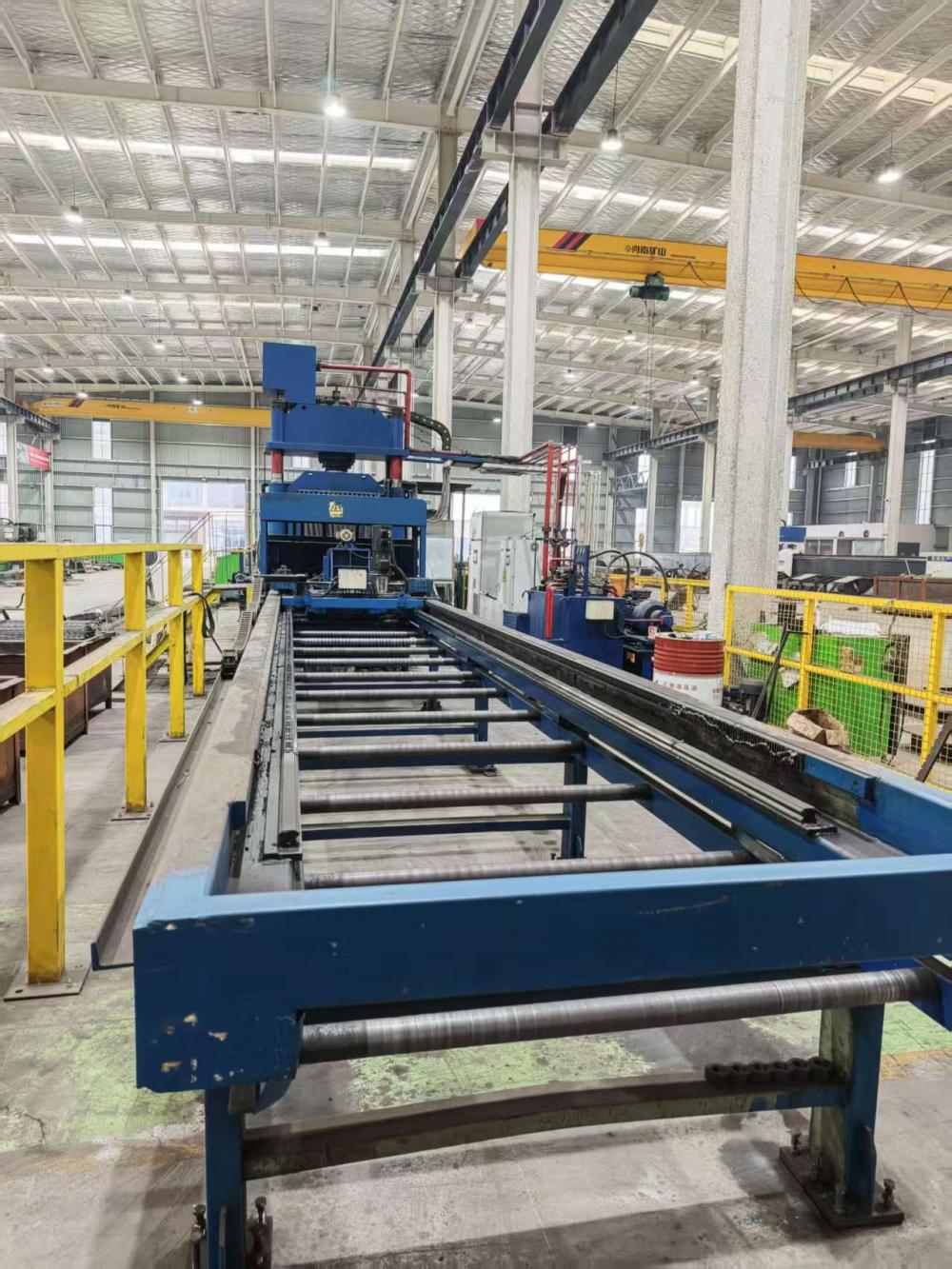 Blue Automated Production Line in Industrial Workshop