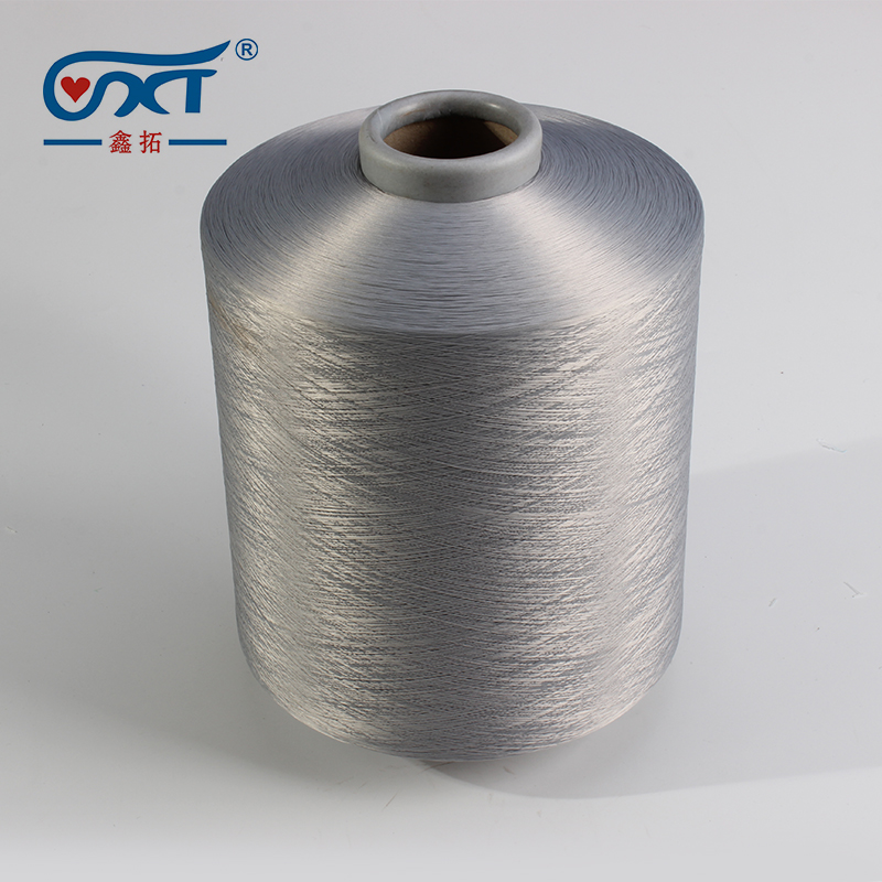 Gray 100% Polyester Core Spun Yarn For Knitting Socks