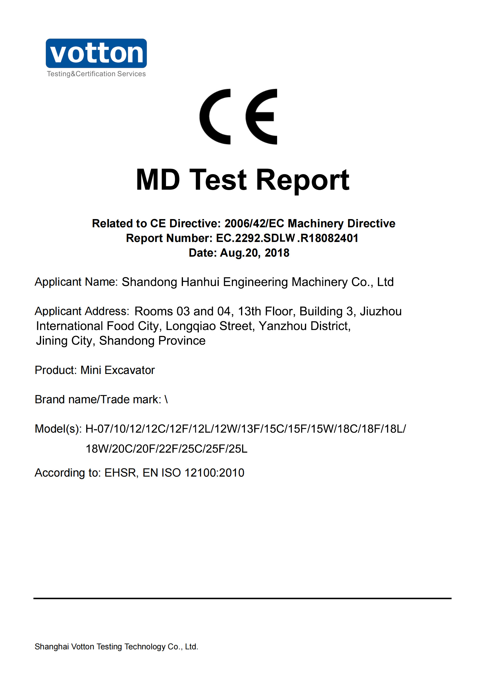 EXCAVATOR-MD test report