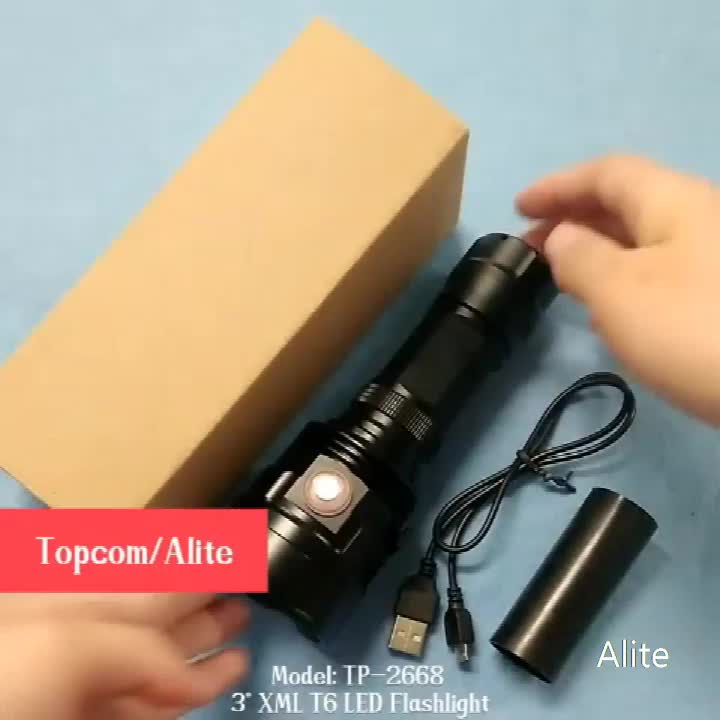 26650 Powerful 3000lm usb rechargeable tactical flashlight with 3LED XML T61
