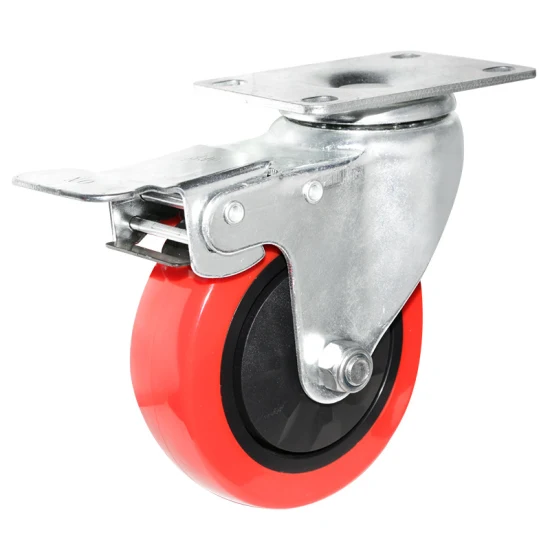 Medium-Duty Red Polyurethane Caster