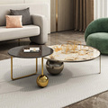 Nordic light luxury rock board coffee table size round combination tea table extremely modern household side table furniture1