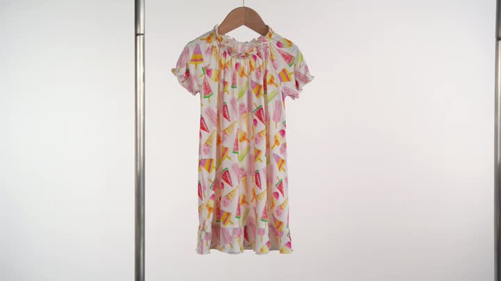 Customized printed wholesale short sleeved puff dress