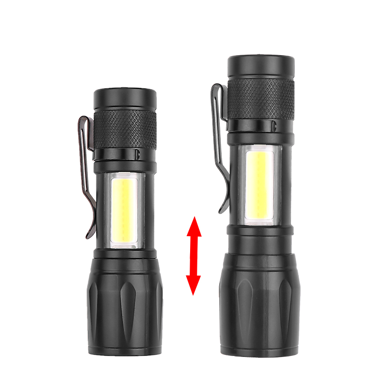 USB rechargeable a intégré la batterie portable mini-cob lèvre zoom lampe de poche extérieur torche1