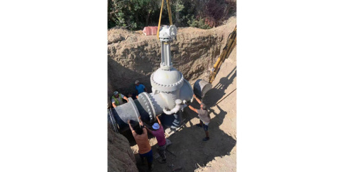 Gate valves supplied by EJV is being installation for an European water project.