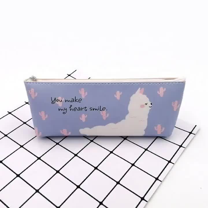 Estojo de lápis PU de alpaca colorido personalizado estilo animal