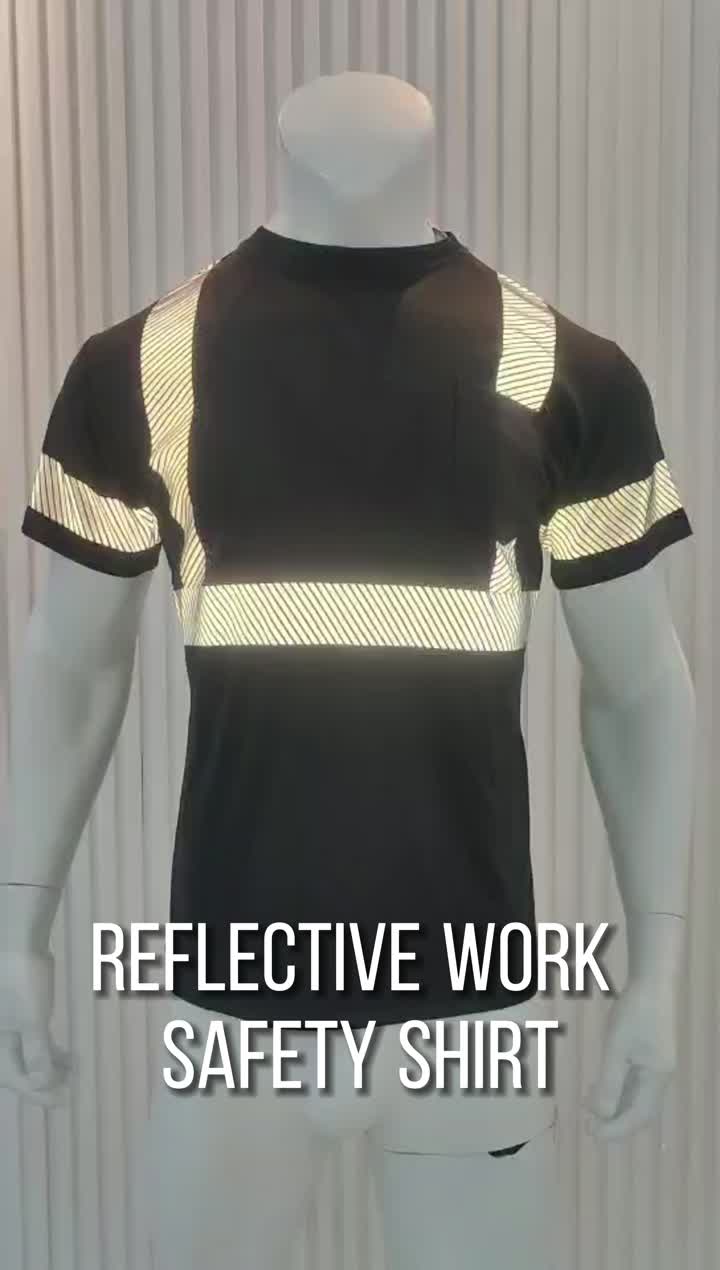 T006 hi vis arbeitssicheres hemd schwarz schwarz