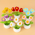 Hot Sale: Crochet Yarn Flowers Potted Plants - Handmade Knitted Colorful Potted Lilies1