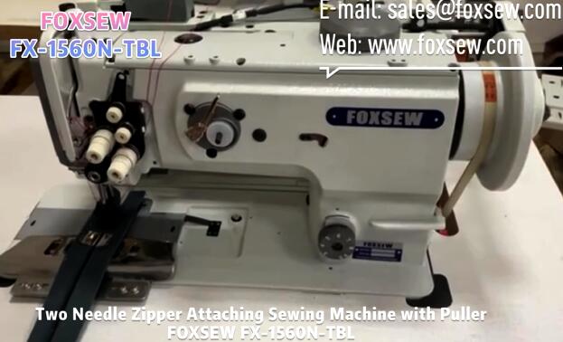 Two Needle Zipper Attaching Sewing Machine with Puller