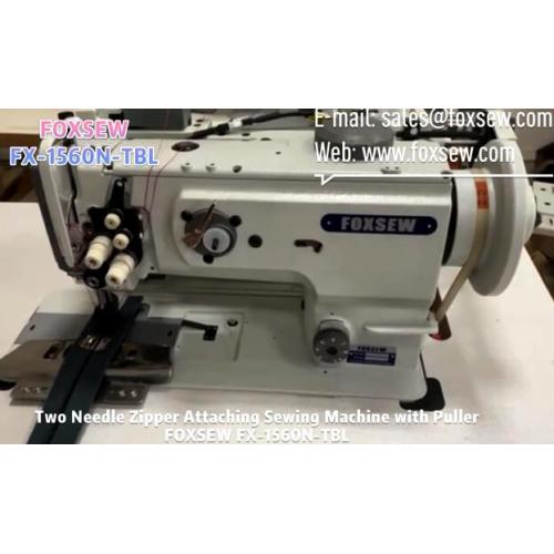 Two Needle Zipper Attaching Sewing Machine with Puller