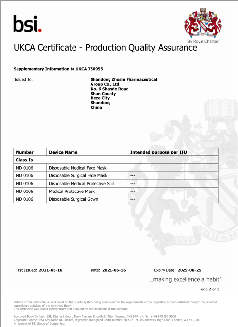 Production Quality Certificate