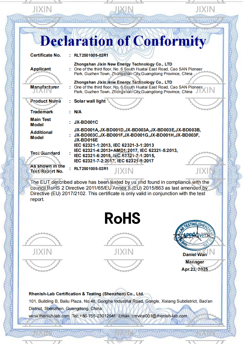RoHs certification