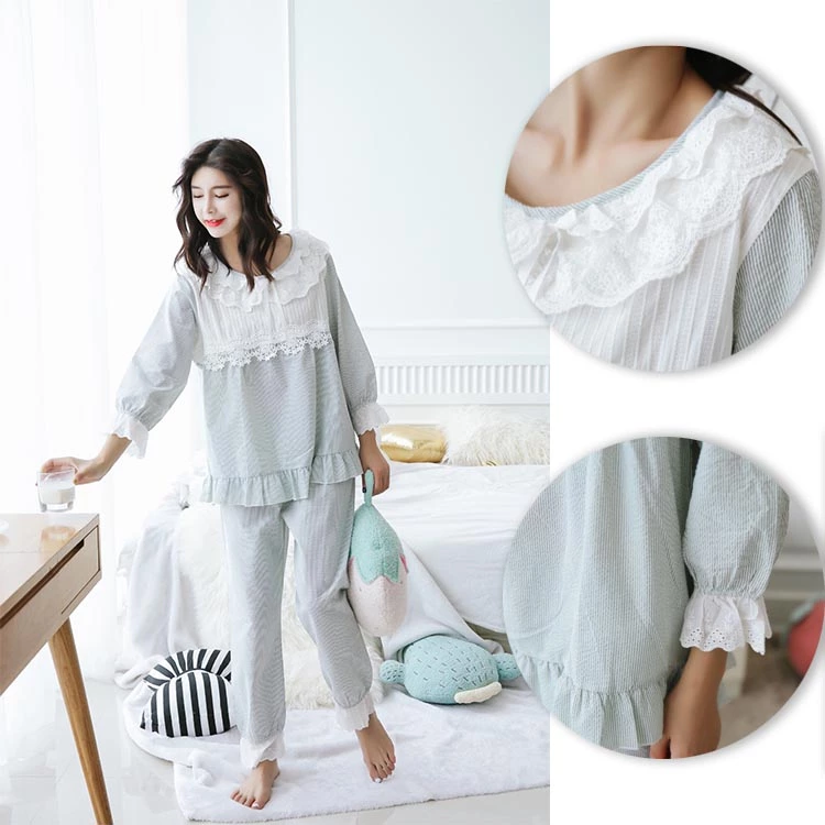 2019 Νέα σχεδίαση Κομψές βαμβακερές πιτζάμες που ταιριάζουν σε γυναικεία ρούχα μεγάλου μεγέθους