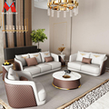 Ruang tamu sofa kulit mewah ringan modern sederhana 1+2+3 kombinasi sofa furnitur rumah modern sofa set1