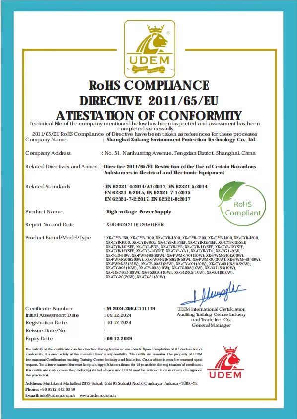 RoHS COMPLIANCE DIRECTIVE 2011/65/EU ATTESTATION OF CONFORMITY
