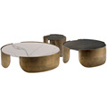 Modern Special Design Living Sala Setes Sets Round Marble Coffee Luxury Gold1