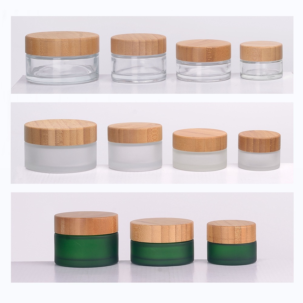 Cosmetic Glass Jar With Bamboo Lid