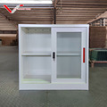 Modern Glass Sliding Door Storage Cabinet - Low Metal 2 Door Cupboard1