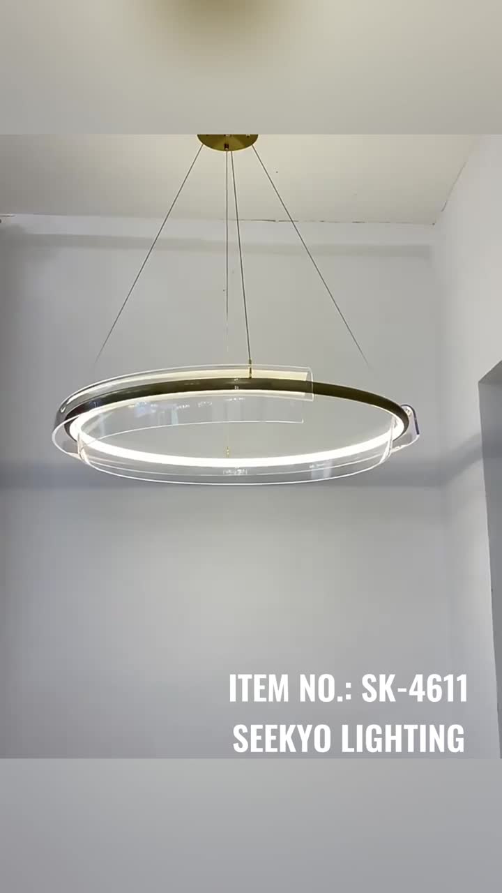 Acrylic cover LED gold modern ring chandelier