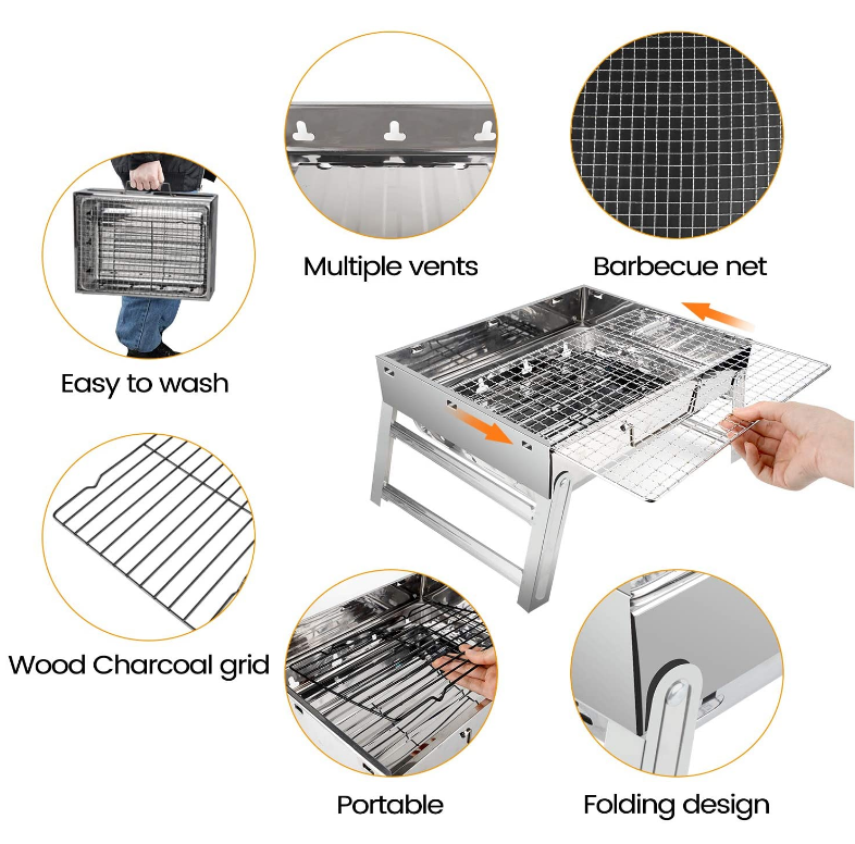 烧烤烧烤炉烧、木炭烧便携式折叠式烧烤炉烧烤炉烧烤书桌不锈