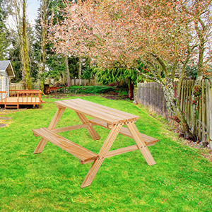 picnic table in garden