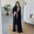 مد لباس آستین زنگ ابایا روباز دبی لباس مسلمان عبایی پشت پلیسه دار طرح روپوش بلند متوسط1