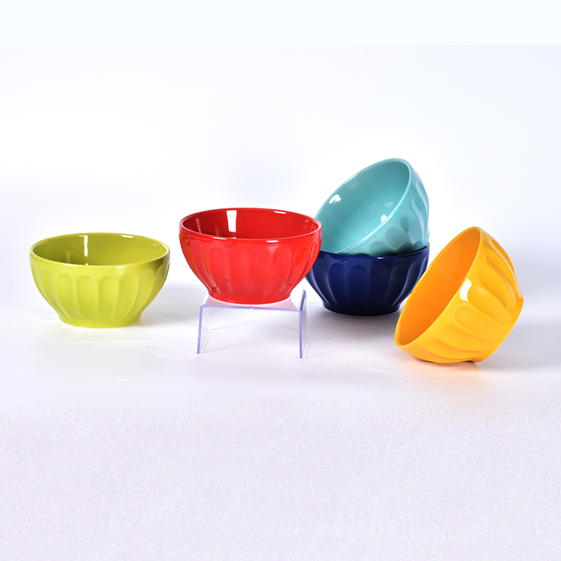 Amazon Factory Direct Color Embossing Strip Modern Porslin Ceramic Soup Bowl