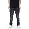 Προσαρμοσμένο streetstyle skinny fit denim σχισμένη λευκά τζιν-ink τζιν ανδρικά ευθεία προσαρμογή καταστρέφει πλυμένα τζιν1