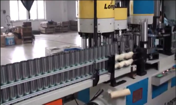 Metal aerosol spray can making machine for necking flanging seaming