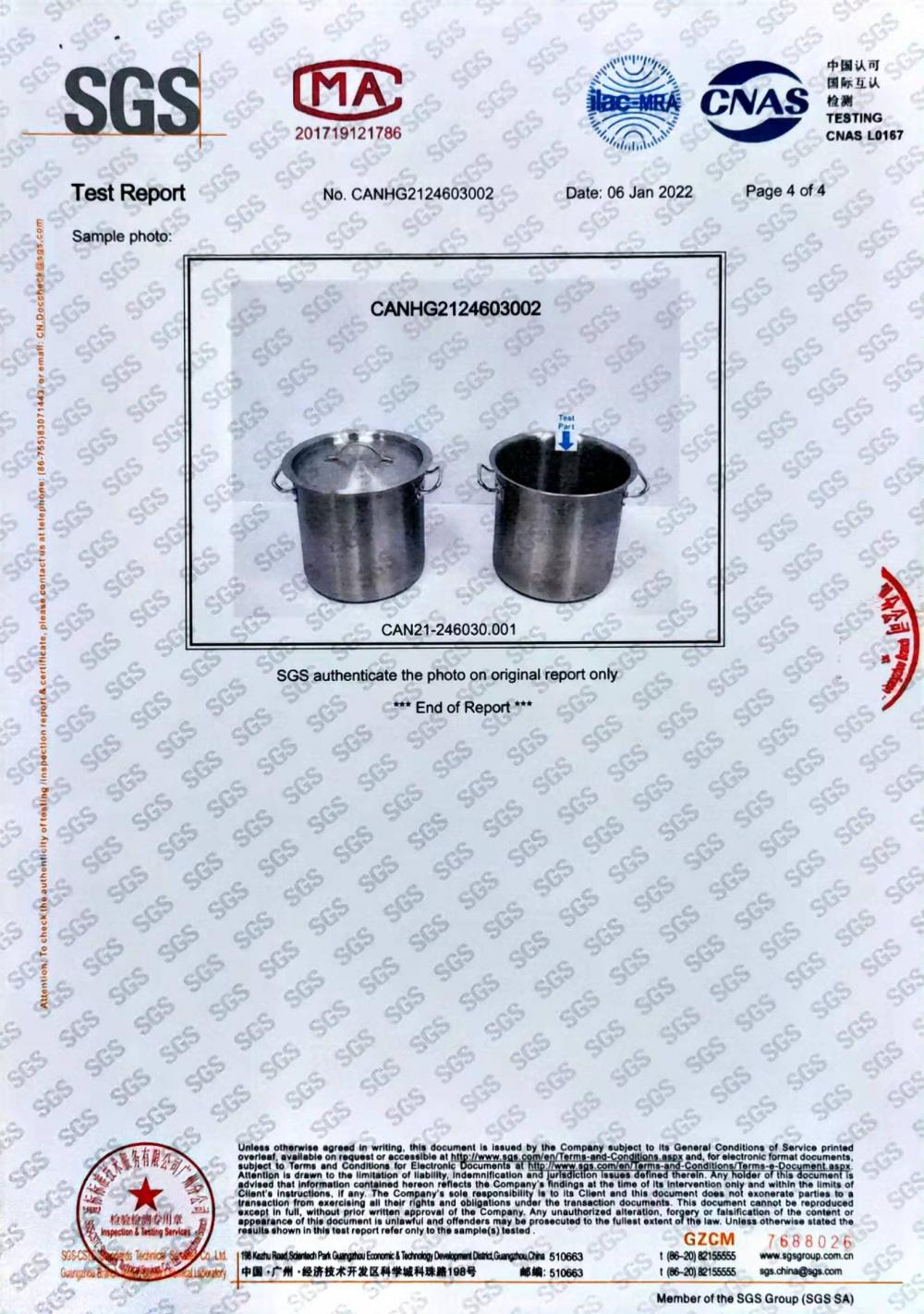 2022 food test by SGS