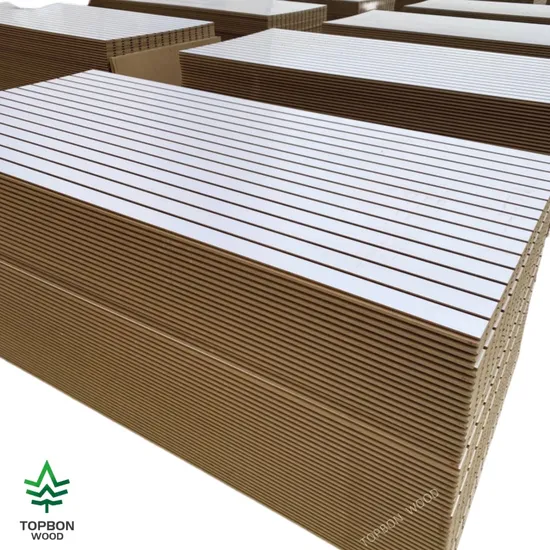 Custom Wholesale 4*8 Feet 18mm Slot Wall Laminated Melamine MDF Board Slatwall Panel for Display Racks1