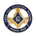 Gold and Blue Freemasons Metal Car Badge: Prince Hall Free and Accepted Masons Auto Emblem1
