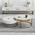 Design unique minimaliste de style moderne à marbre rond tables basses basses dorées