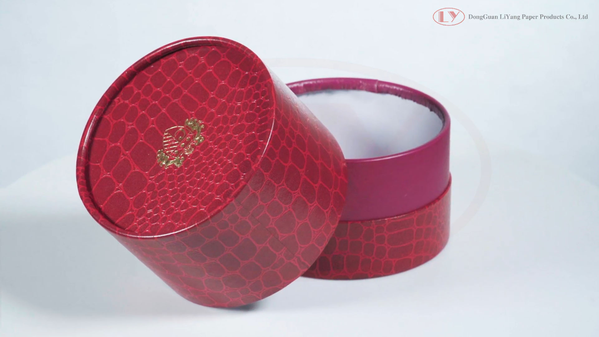 Leatherette Texture Paper Red Candle Round Gift Box