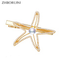 ZHBORUINI Pearl Beads Hair Clip for Woman 100% Real Freshwater Pearl Jewelry Barrette Handmade Starfish Hair Pin Accessories
