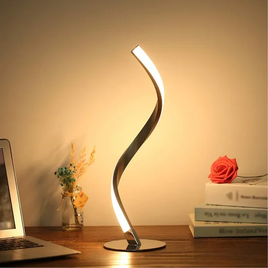 Lâmpada de mesa em espiral, luz da noite do quarto, luz criativa de luz S em forma de S
