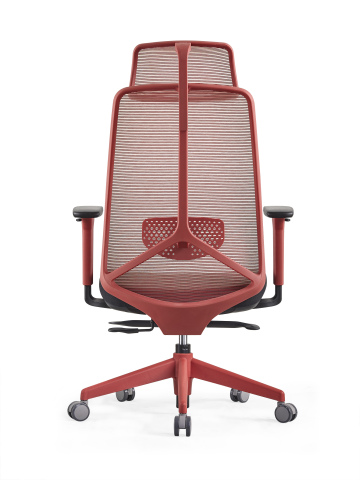 A high-backed chair with a very symmetrical shape