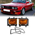 For BMW E30 Fog Light Front Bumper Yellow Fog Lights Plastic Lens For 85-93 BMW E30 3-Series Sedan USA1