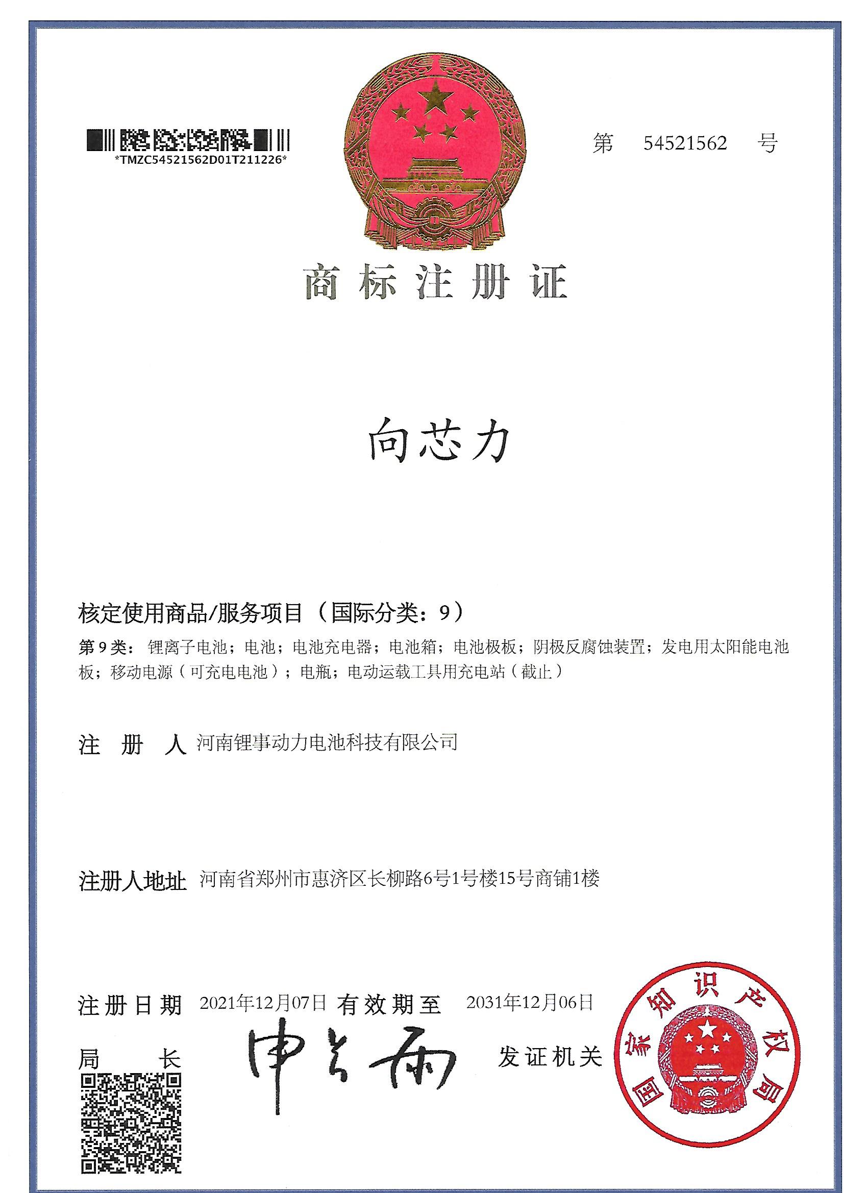 Trademark Registration Certificate