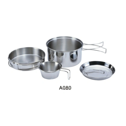 Stainless steel camping pot with frying pan: the perfect companion for outdoor meals