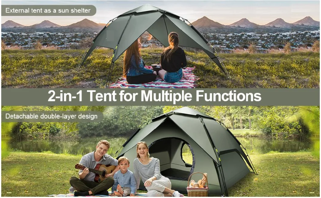 Two Person Instant Pop up Double-Layer Waterproof Family Inflatable Outdoor Camping Tent for Hiking Backpacking