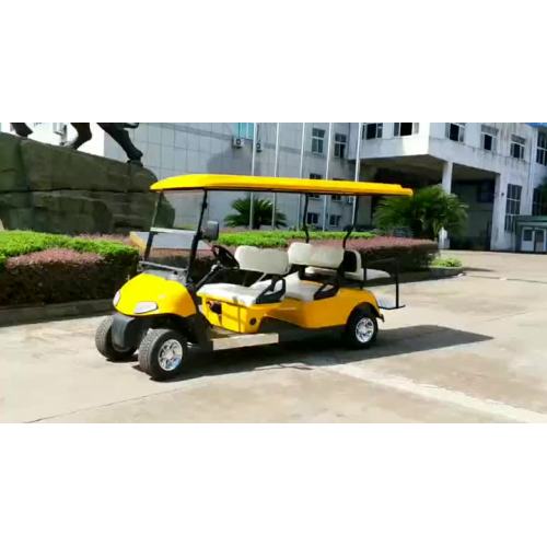 Still video of a yellow 6-seater electric golf cart.mp4