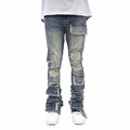 Distred Rapped Homme Fashion Custom Skinny Jeans στοιβαγμένο τζιν 1