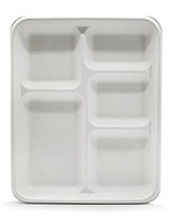 Bagasse Tableware Square Tray with 5-Compartment