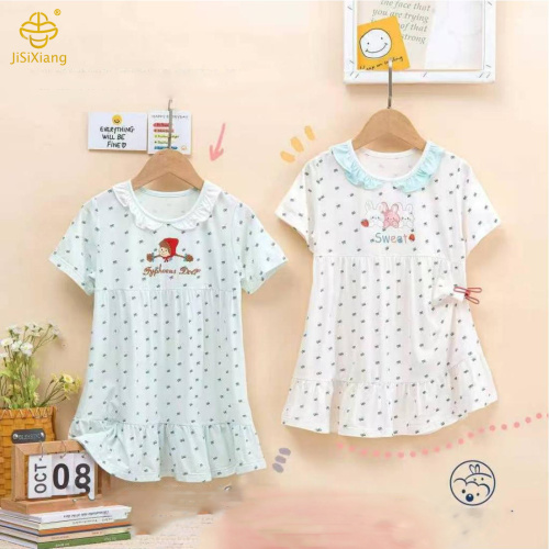 카툰 소녀 프린트 프릴 반팔 티셔츠