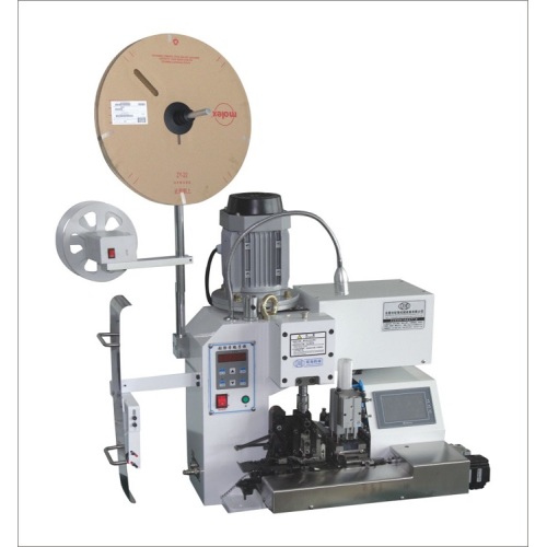 Máquina semiautomática de decapagem e crimpagem de cabos para fios multinúcleos