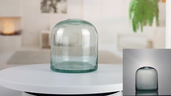 Hand Blown Recycled Glass Vase With Bubble